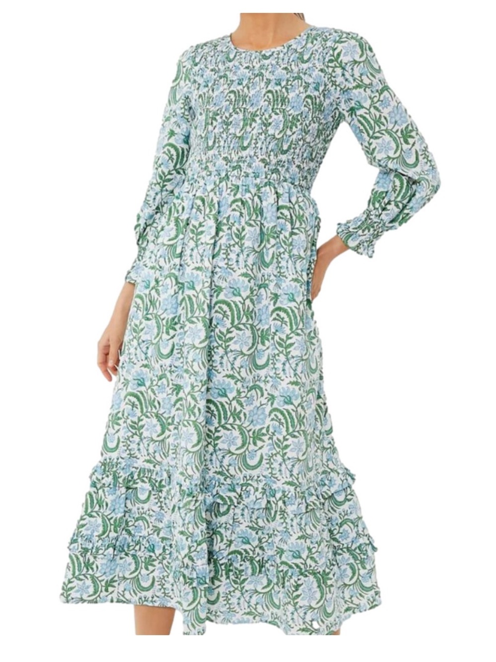 NWT Pink City Prints Isabel Dress Vintage Jungle Dress Small Blue Green Cotton